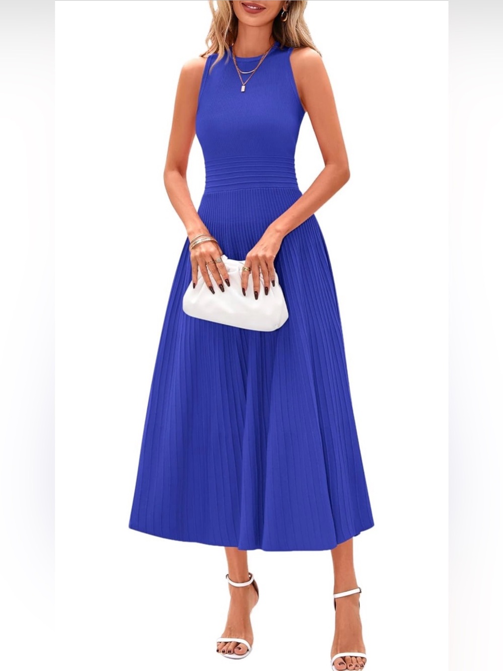 PRETTYGARDEN Women's Pleated Midi Work Dress